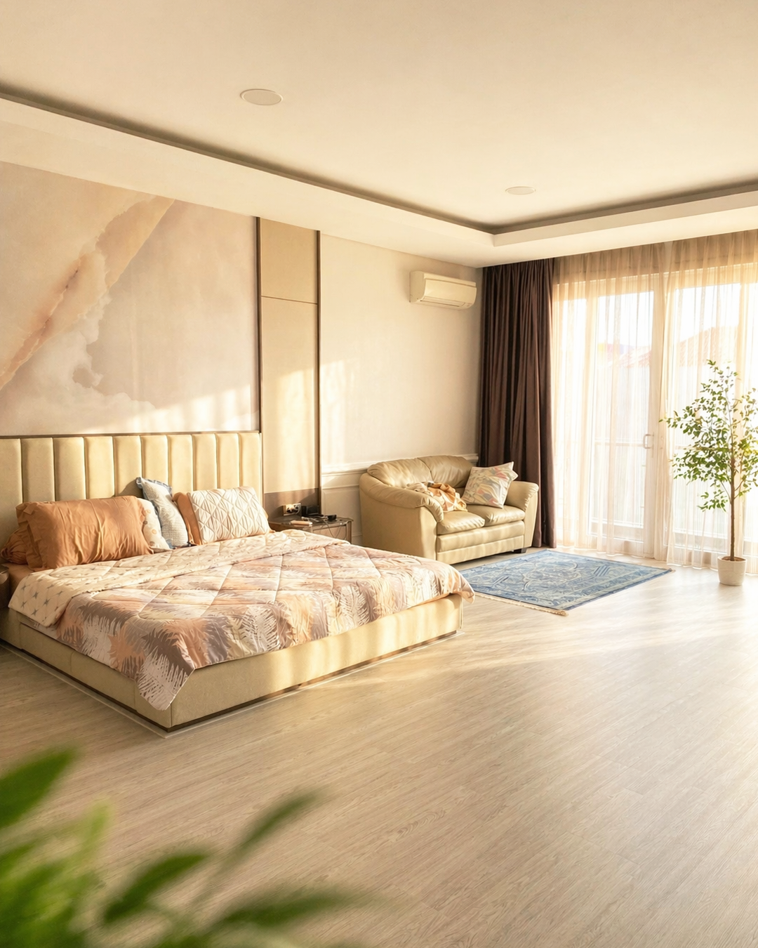 Cozy Sunlight in Modern Bedroom - SPC Flooring