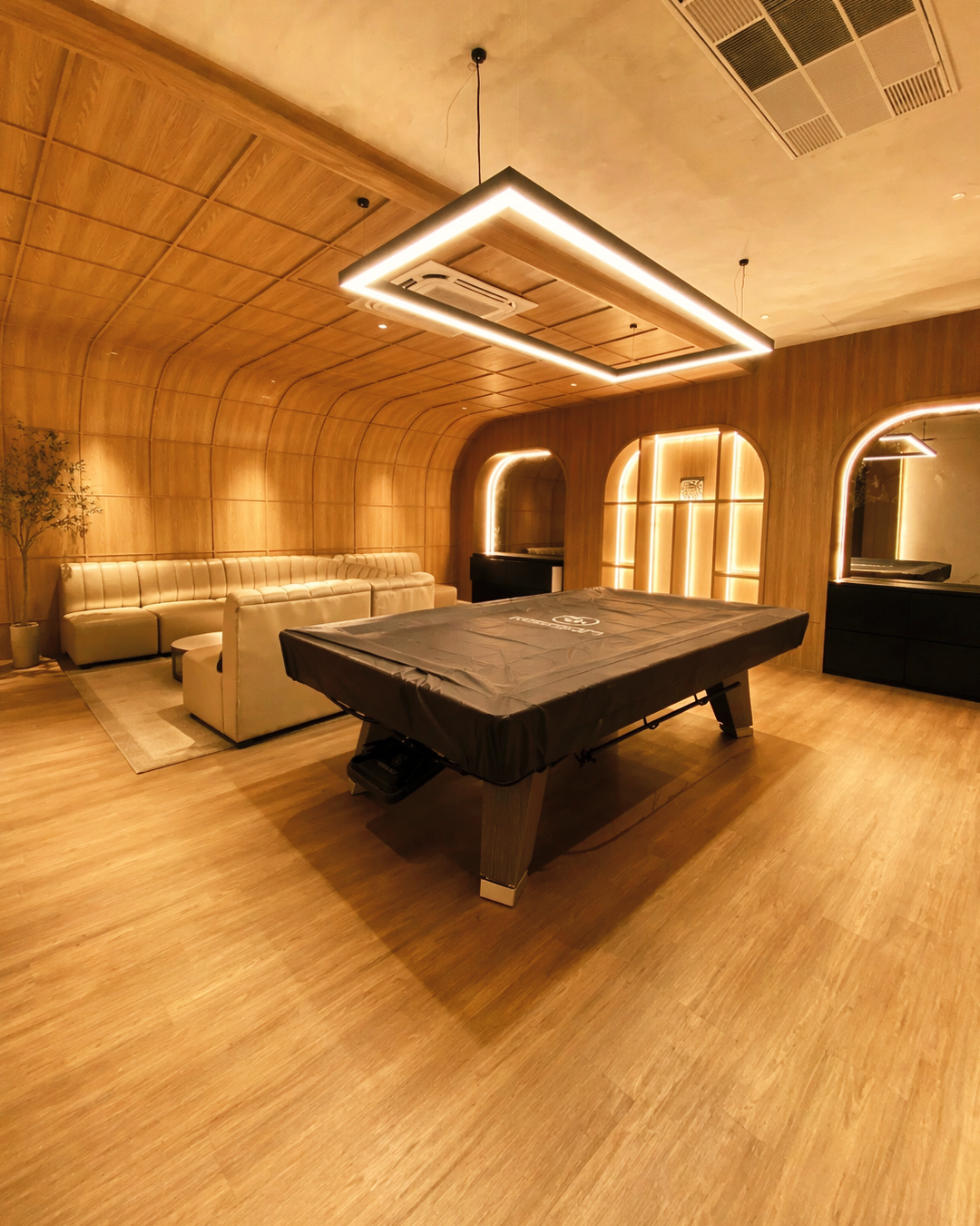 Pool Table Modern Lounge in Warm Ambience - SPC Flooring