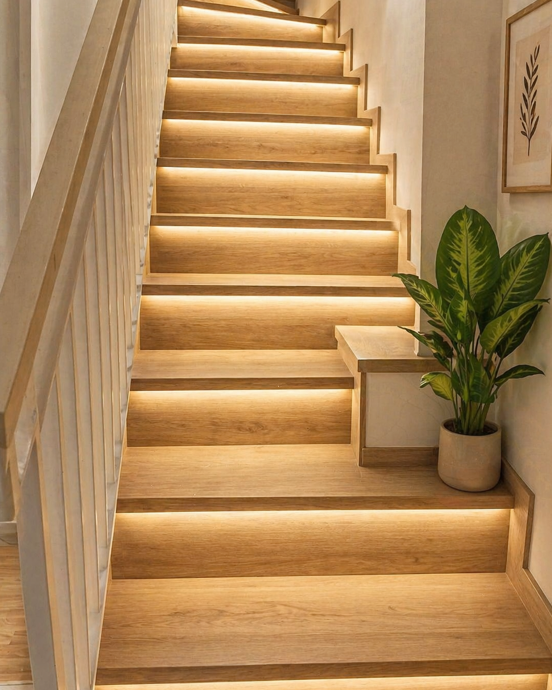 Warm Wooden Staircase - Vinyl Flooring